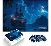 1000 Piece Jigsaw Puzzles for Adults Jigsaw Pirate ship in Caribbean Schwierig Schwer Kunstwerk Geschenk52x38cm