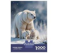 1000 Piece Jigsaw Puzzles for Adults Jigsaw Polar Bear Family in Snow Puzzles for Adults Anti-Stress Toys Presents for Women Fun Activities at Home 52x38cm/1000pcs