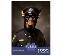 1000 Piece Jigsaw Puzzles for Adults Jigsaw Policeman Doberman Adult Jigsaw Puzzle Hands-on Game Perfect Decoration Challenging Game Gifts 52x38cm/1000pcs