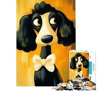 1000 Piece Jigsaw Puzzles for Adults Jigsaw Poodle with Bow Tie Practical Game Toy Intellectual Game Art Work Gifts Birthday Present (Size 38x52cm)