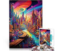 1000 Piece Jigsaw Puzzles for Adults Jigsaw Psychedelic city art Spielspielzeug Wunschliste mit dem Weihnachtsmann52x38cm