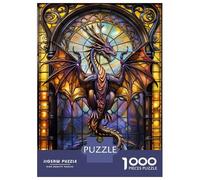 1000 Piece Jigsaw Puzzles for Adults Jigsaw Purple Church Glass Dragon Puzzles for Adults Brain Teaser Game Enhance Memory Fun Activities at Home 52x38cm/1000pcs