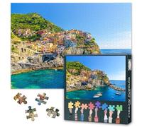 1000 Piece Jigsaw Puzzles for Adults Jigsaw Puzzle Game Cinque Terre Landscape Buildings Houses Bedroom Nature Scenery Coastal Italian Architecture Holiday Leisure Brain Game Cozy 27.5x19.7 Inch