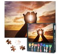 1000 Piece Jigsaw Puzzles for Adults Jigsaw Puzzle Game Wall Crosses Decor Jesus Hands Prayer Paintings Christian Pictures Realism Sacred Imagery Immersive Faith Activity 27.5x19.7 Inch