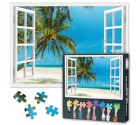1000 Piece Jigsaw Puzzles for Adults Jigsaw Puzzle Toys Tropical Palm Tree Beach Island Paradise Wilderness Nature Photography Realism Scenic Landscape Brain Teaser Game Challenge 27.5x19.7 Inch