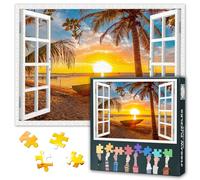 1000 Piece Jigsaw Puzzles for Adults Jigsaw Puzzles Game Window View Print Artwork Blue Ocean Sea Beneath Surface Bottom View Underwater Realism Painting Ultimate Mind Challenge 27.5x19.7 Inch