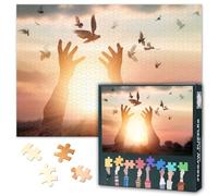 1000 Piece Jigsaw Puzzles For Adults Jigsaw Puzzles Jesus Christ In The Cross American Male Hands With A Peace Dove Painting Prayer Pictures Religious Symbolism Deep Logic Challenge 27.5x19.7 Inch