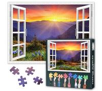1000 Piece Jigsaw Puzzles for Adults Jigsaw Puzzles Morning Sunrise Through Forest Woods Scenery Nature Photography Peaking View First Light Sunbeam Art Zen Meditation Home Decor 27.5x19.7 Inch