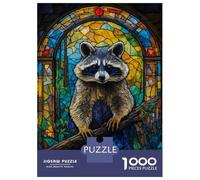 1000 Piece Jigsaw Puzzles for Adults Jigsaw Raccoon Abstract Stained G Puzzles for Adults Relax Games Birthday Present Christmas Birthday Gifts 70x50cm/1000pcs