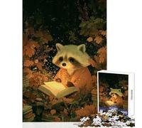 1000 Piece Jigsaw Puzzles for Adults Jigsaw Raccoon Reading Book in Forest Fun Games for The Whole Family Educational Toy Suitable for Desktop Decoration (50X75cm)