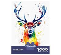 1000 Piece Jigsaw Puzzles for Adults Jigsaw Rainbow Deer Watercolor Adult Jigsaw Puzzle Family Game Stress Reliever Challenging Game Gifts 70x50cm/1000pcs