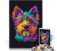 1000 Piece Jigsaw Puzzles for Adults Jigsaw Rainbow Yorkshire Terrier Hands-on-Spiel mit passendem Poster und Quizblatt75x50cm
