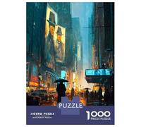 1000 Piece Jigsaw Puzzles for Adults Jigsaw Rainy City Night Neon Reflections Jigsaw Relaxing Games Stress Reliever Fun Activities at Home 70x50cm/1000pcs