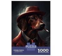 1000 Piece Jigsaw Puzzles for Adults Jigsaw Red Dachshund Gangster Puzzles for Adults Brain Teaser Game Enhance Memory Fun Activities at Home 70x50cm/1000pcs