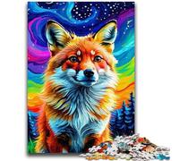 1000 Piece Jigsaw Puzzles for Adults Jigsaw Red Fox Under A Rainbow Sky Pattern Assembly for Educational Game Birthday Gifts 50x75cm