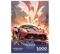 1000 Piece Jigsaw Puzzles for Adults Jigsaw Red Sports Car with Splash Puzzles for Adults Brain Teaser Game Enhance Memory Fun Activities at Home 52x38cm/1000pcs