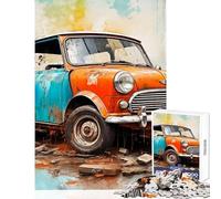 1000 Piece Jigsaw Puzzles for Adults Jigsaw Retro Mini Cooper Educational Games Home Art Decor DIY Toys Help The Brain Exercise (26X38cm)