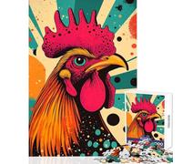 1000 Piece Jigsaw Puzzles for Adults Jigsaw Retro Rooster Illustration Educational Toy Gift For Birthdays for Educational Game Suitable for Desktop Decoration (Size 38x52cm)