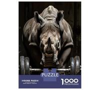 1000 Piece Jigsaw Puzzles for Adults Jigsaw Rhino Fitness Gym Workout Adult Jigsaw Puzzle Toy Wall Decor A Work of Art Fun Activities at Home 52x38cm/1000pcs