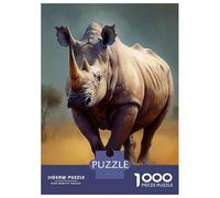 1000 Piece Jigsaw Puzzles for Adults Jigsaw Rhinoceros Oil Paint Puzzles for Adults Relax Games Birthday Present Christmas Birthday Gifts 38x26cm/1000pcs