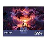1000 Piece Jigsaw Puzzles for Adults Jigsaw Romantic Sunset Dock Jigsaws for Adults DIY Toys Birthday Present Challenging Game Gifts 52x38cm/1000pcs