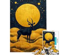 1000 Piece Jigsaw Puzzles for Adults Jigsaw Sable Antelope Under Golden Moon Puzzles for Adults Brain Teaser Game Analysis And Logic Unique Birthday And Xmas Gifts (Size 50x75cm)