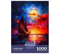 1000 Piece Jigsaw Puzzles for Adults Jigsaw Sailboat Under A Full Moon Puzzles for Adults Brain Teaser Game Enhance Memory Fun Activities at Home 70x50cm/1000pcs