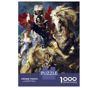 1000 Piece Jigsaw Puzzles for Adults Jigsaw Saint George And Dragon Puzzles for Adults Brain Teaser Game Enhance Memory Fun Activities at Home 38x26cm/1000pcs
