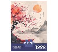 1000 Piece Jigsaw Puzzles for Adults Jigsaw Sakura Lake Red Boat Adult Jigsaw Puzzle Toy Wall Decor A Work of Art Fun Activities at Home 38x26cm/1000pcs