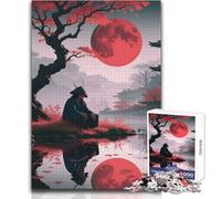 1000 Piece Jigsaw Puzzles for Adults Jigsaw Samurai Under The Red Moon Ideal for Quiet Relaxing Moments Clean Uniform Cut Leisure Toy Size 50x75cm