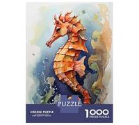 1000 Piece Jigsaw Puzzles for Adults Jigsaw Seahorse Watercolor Puzzles for Adults Toy Wall Decor Perfect Decoration Challenging Game Gifts 38x26cm/1000pcs