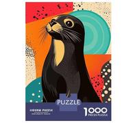 1000 Piece Jigsaw Puzzles for Adults Jigsaw Seal Pop Art Playful Seal Illustration Vibrant Seal Pop Art Design Adult Jigsaw Puzzle Family Game Stress Reliever Challenging Game Gifts 70x50cm/1000pcs