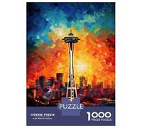 1000 Piece Jigsaw Puzzles for Adults Jigsaw Seattle Space Needle Puzzles for Adults Relax Games Birthday Present Christmas Birthday Gifts 70x50cm/1000pcs
