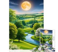 1000 Piece Jigsaw Puzzles for Adults Jigsaw Serene Moonlit Valley Educational Toy Birthday Gifts Fun Games Enhance Love between Couples (Size 38x26cm)