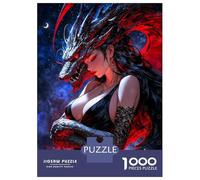 1000 Piece Jigsaw Puzzles for Adults Jigsaw Sexy Dragon Woman Puzzles for Adults Brain Teaser Game Enhance Memory Fun Activities at Home 52x38cm/1000pcs