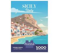 1000 Piece Jigsaw Puzzles for Adults Jigsaw Sicily, Italy Coastal Town Adult Jigsaw Puzzle Toy Wall Decor A Work of Art Fun Activities at Home 52x38cm/1000pcs