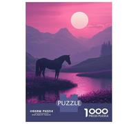 1000 Piece Jigsaw Puzzles for Adults Jigsaw Silhouette Horse Sunset Adult Jigsaw Puzzle Hands-on Game Perfect Decoration Challenging Game Gifts 38x26cm/1000pcs