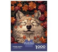 1000 Piece Jigsaw Puzzles for Adults Jigsaw Sleeping Wolf in Autumn Puzzles for Adults Brain Teaser Game Enhance Memory Fun Activities at Home 38x26cm/1000pcs