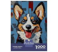 1000 Piece Jigsaw Puzzles for Adults Jigsaw Smiling Corgi Painting Puzzles for Adults Relax Games Birthday Present Christmas Birthday Gifts 70x50cm/1000pcs