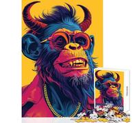 1000 Piece Jigsaw Puzzles for Adults Jigsaw Smiling Devil Monkey Hands-on Game Family Activities Educational Toy Help The Brain Exercise (38X26CM)