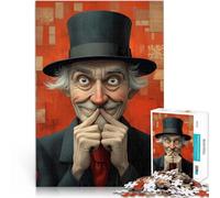 1000 Piece Jigsaw Puzzles for Adults Jigsaw Smiling Gentleman in Top Hat Toilet Schwierig Schwer Ein Kunstwerk75x50cm