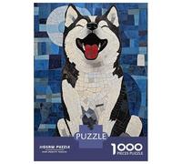 1000 Piece Jigsaw Puzzles for Adults Jigsaw Smiling Husky Mosaic Puzzles for Adults Relax Games Birthday Present Christmas Birthday Gifts 38x26cm/1000pcs