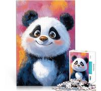 1000 Piece Jigsaw Puzzles for Adults Jigsaw Smiling Panda Painting Brain Teaser with Fully Interlocking Randomly Shaped Pieces 26x38cm