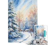 1000 Piece Jigsaw Puzzles for Adults Jigsaw Snowy Hamlet Adult Jigsaw Puzzle Hands-on Game Stress Reliever Christmas Birthday Gifts (Size 50x75cm)