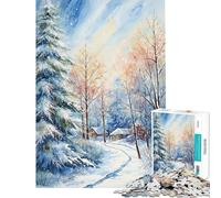 1000 Piece Jigsaw Puzzles for Adults Jigsaw Snowy Hamlet Teenager Puzzles Brain Teaser Game A Work of Art Challenging Game Gifts (Size 38x52cm)