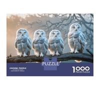1000 Piece Jigsaw Puzzles for Adults Jigsaw Snowy Owl Quartet Teenager Puzzles Relaxing Games Hand Speed Race Christmas Birthday Gifts 38x26cm/1000pcs