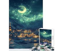 1000 Piece Jigsaw Puzzles for Adults Jigsaw Snowy Village Night Hands-on Game Family Activities Educational Toy Help The Brain Exercise (38X52CM)