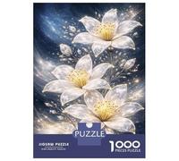 1000 Piece Jigsaw Puzzles for Adults Jigsaw Sparkling White Lilies in Cosmic Jigsaw Puzzle Toy Wall Decor But Fun And Humorous Fun at Home Activities, 70x50cm/1000pcs