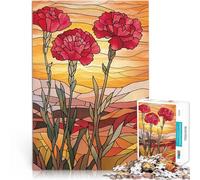 1000 Piece Jigsaw Puzzles for Adults Jigsaw Stained Glass Carnations Schwierig Schwer Eltern-Kind-Interaktion52x38cm