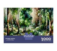 1000 Piece Jigsaw Puzzles for Adults Jigsaw Stained Glass Forest Scene Jigsaws for Adults Relaxing Games Analysis And Logic Fun at Home Activities, 52x38cm/1000pcs